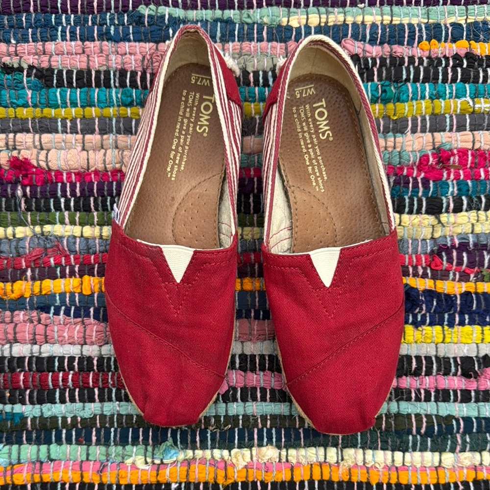 Toms University Red Flats Vibrant Slip-On Loafers